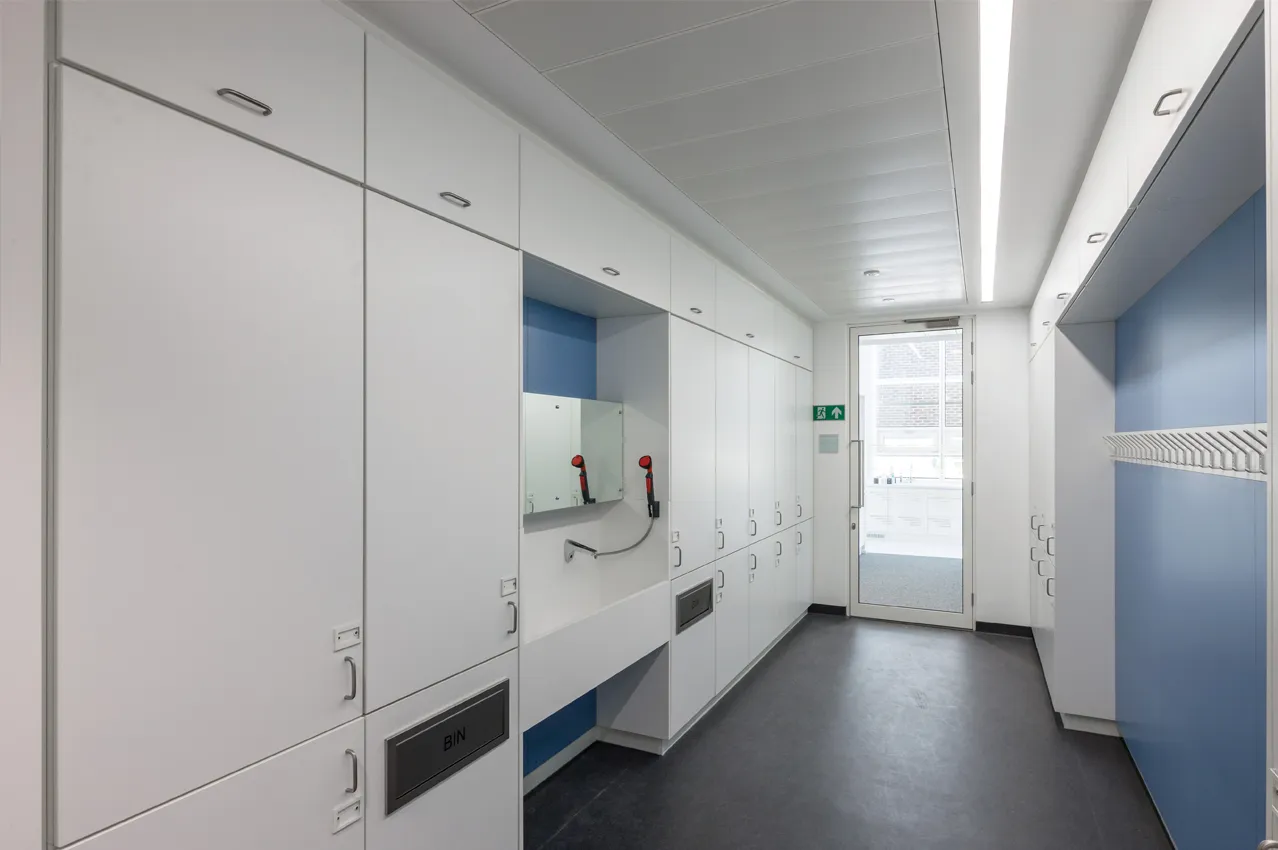 Fully fitted wash and change areas including lockers